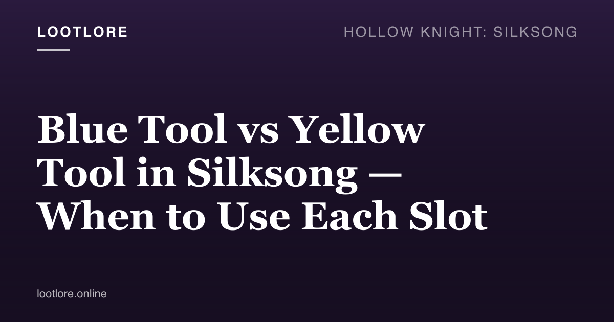 Blue vs Yellow Tools Silksong — Hornet equipped with Pebble Drop blue Tool and Drifter's Cloak yellow Tool